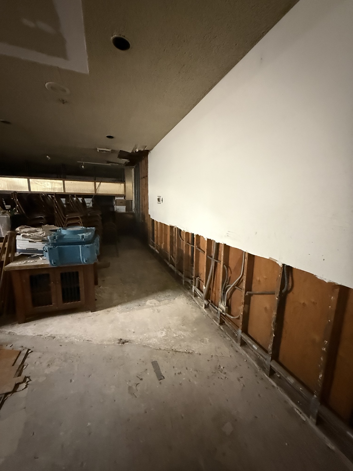 Water damage restoration demolition project